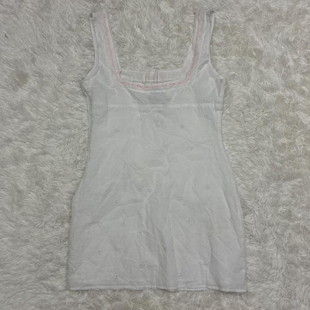 Cute Fairycore Cottagecore coquette Princess Polly white mini dress pink ribbon - Picture 2 of 6